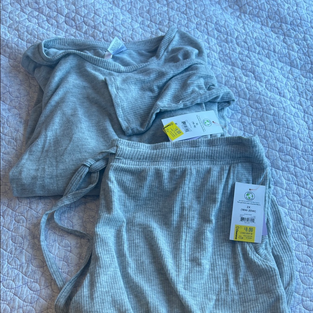 Gray Ribbed Lounge Set